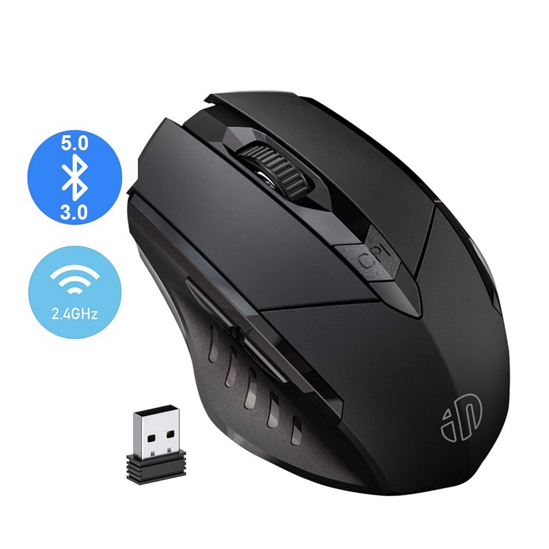 Chuột không dây wireless kiêm bluetooth INPHIC A1 pin sạc - Silent click cực êm (đen) Nhất Tín Computer