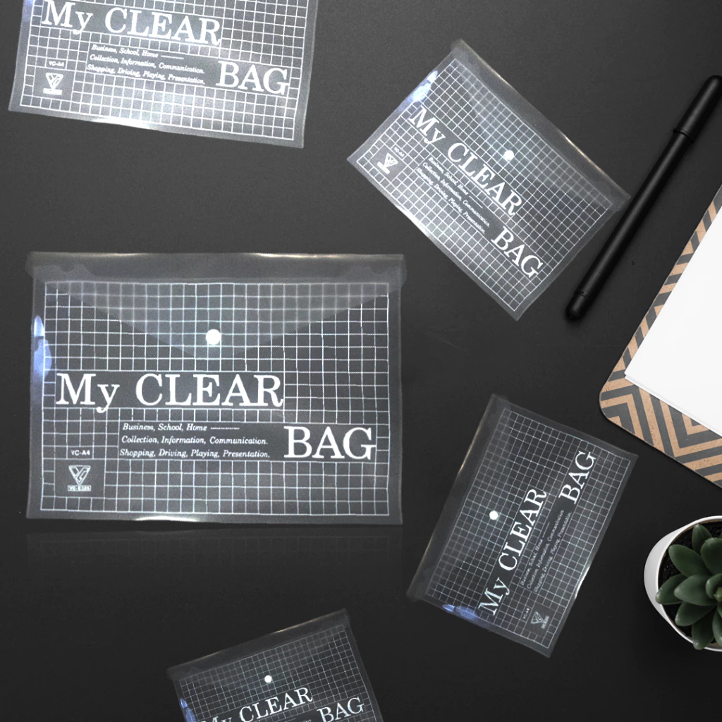 Xấp 12 Cái Bìa Nút Nhựa A4/F4 My Clear Bag, Bìa Sơ Mi PP Dày Trong Suốt Bảo Vệ Tài Liệu, Không Thấm Nước
