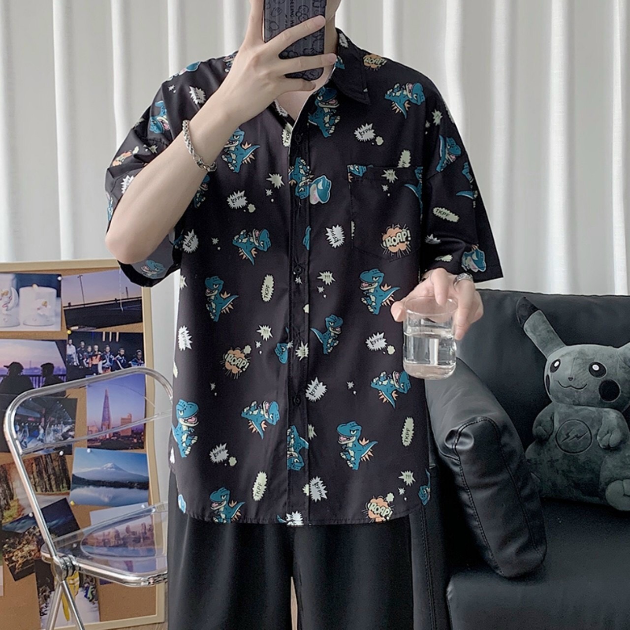 ÁO sơ mi ngắn tay vải voan lụa lịch lãm