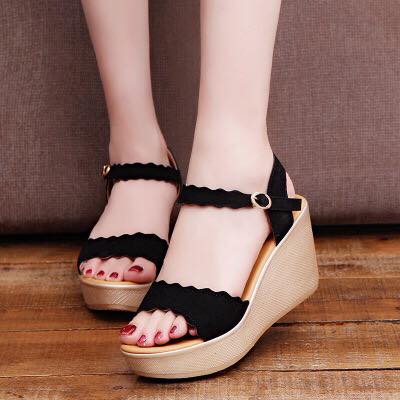 Giày sandal đế xuồng 9cm bản gợn sóng dx008