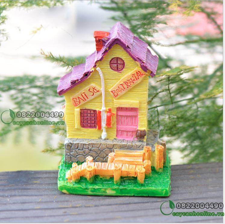 Mô hình nhà gỗ khu du lịch phụ kiện tiểu cảnh trang trí để bàn quà tặng lưu niệm