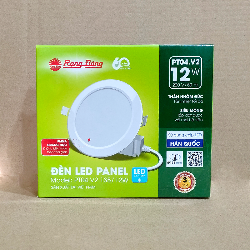 Đèn LED Panel tròn PT04. V2 - Lỗ khoét trần 135 mm - 12W