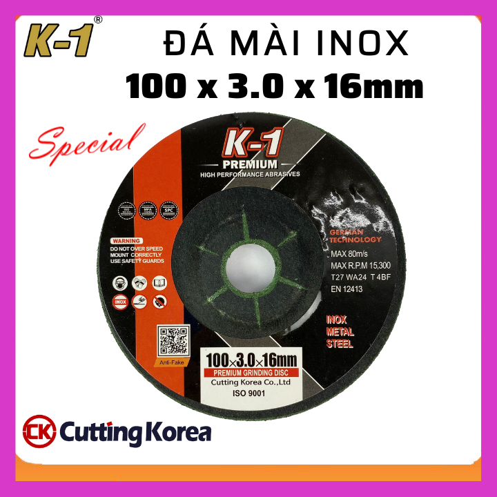 ĐÁ MÀI INOX 100mm (100 x 3.0 x 16mm) thương hiệu K1