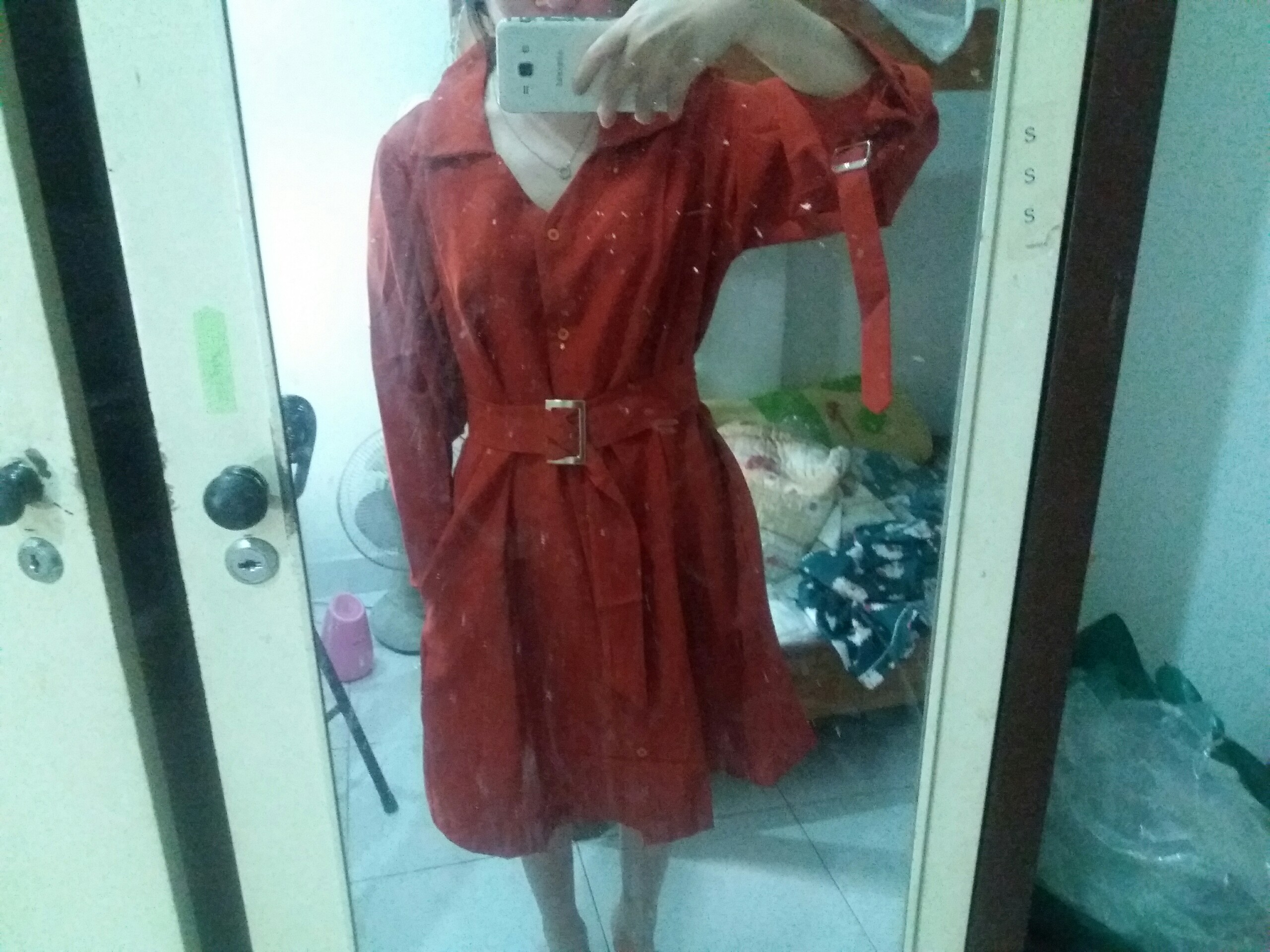 [HCM]Đầm cam đất tay lỡ kèo đai (kèm hình thật nhà Bo)
