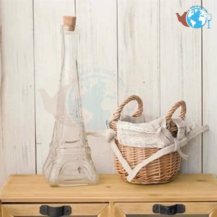 [HCM]Combo 3 bình thuỷ tinh Tháp EIFFEL 3 size Đại Trung Nhí nút gỗ