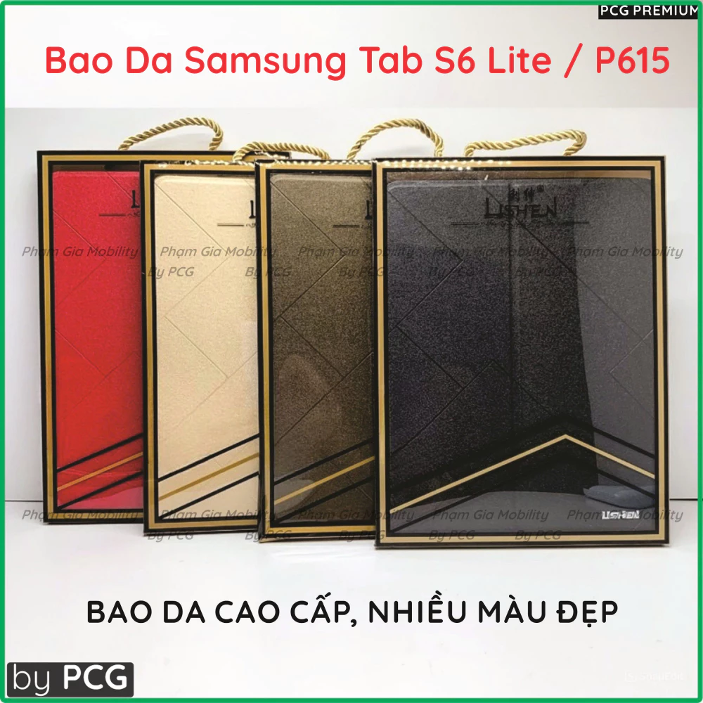 Bao da Samsung Tab S6 Lite / P615 chất liệu da cao cấp, sang trọng có nắp gập chống đỡ xem phim