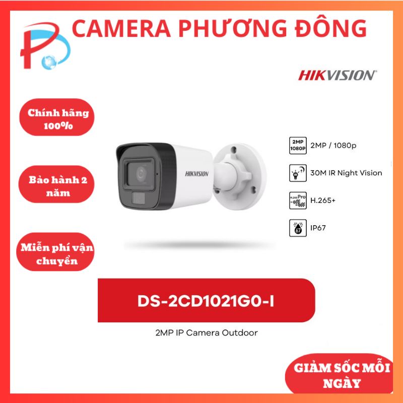 Camera ip hikvision ds-2cd1021g0-i 2mp có poe hồng ngoại 30 mét - hàng chính hãng