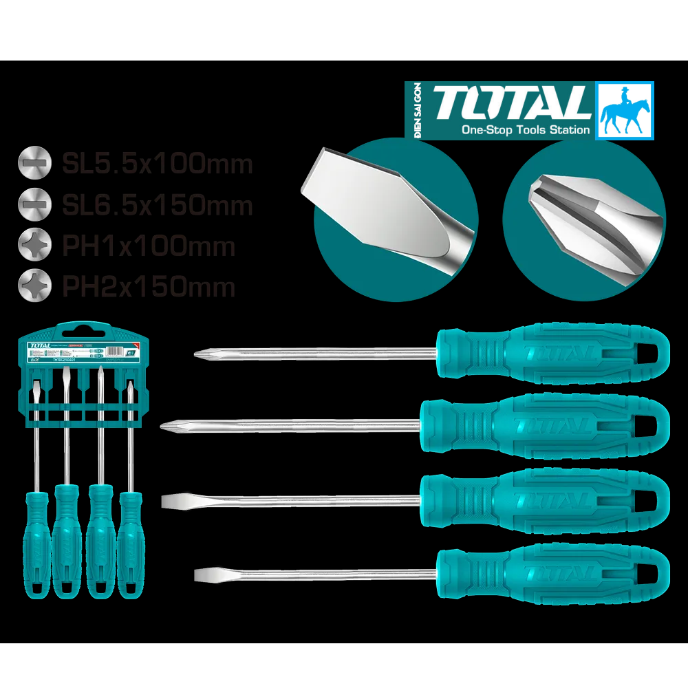 Bộ 6 tua vít dẹp và bake ingco thtdc250601 hksd0658
