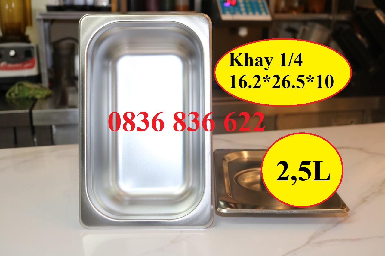 Khay đựng topping inox cao cấp ( Đã bao gồm nắp )