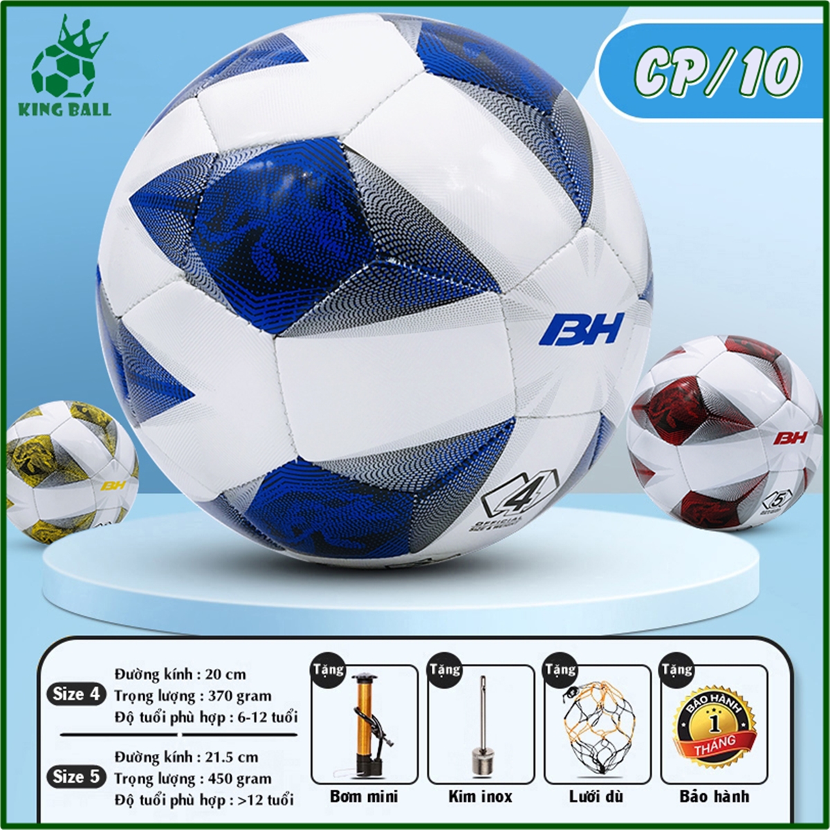 Bóng Đá Số 3 4 5 CP 10, Trái Banh Chính Hãng Da PVC Đủ Size Trẻ Em Người