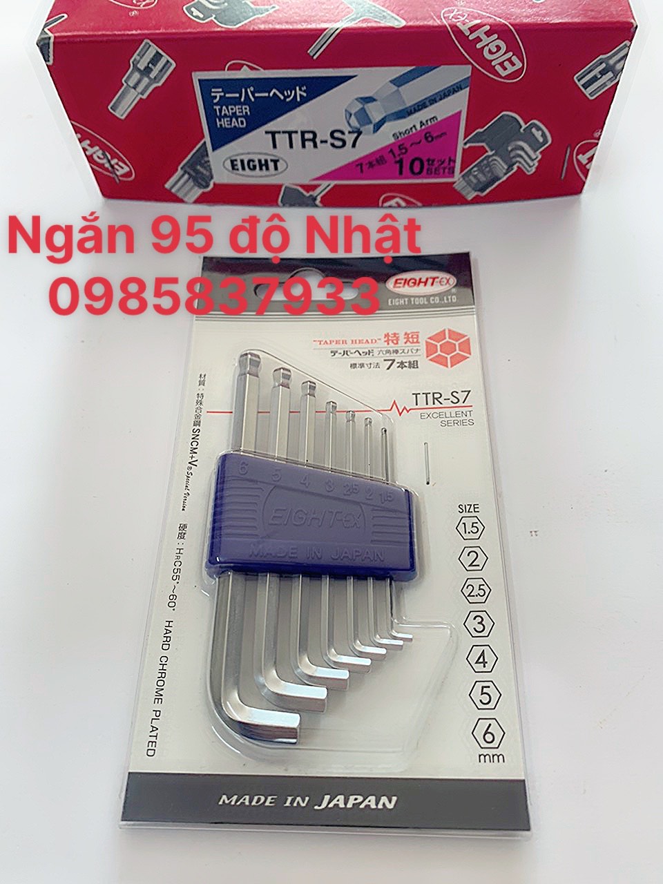 [Freeship + quà tặng 19k] Bộ lục giác 7 chiếc 1.5-6 mm TTR-S7 chân ngắn 95 độ Eight Nhật tại Máy cầm tay NTT bảo hành dài hạn