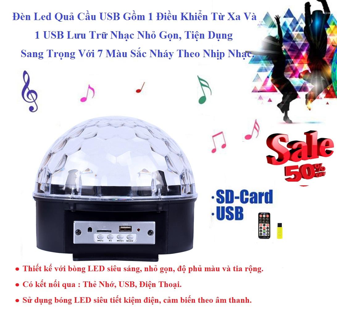 Đèn Chớp Sân Khấu Xoay Đa Năng Led Pha Lê 7 Màu , Đèn xoay đổi màu cho sân khấu, phòng hát Karaoke . Đèn LED vũ trường cảm ứng nhạc dùng trang trí trong quán karaoke, bar, sân khấu, các buổi tiệc...