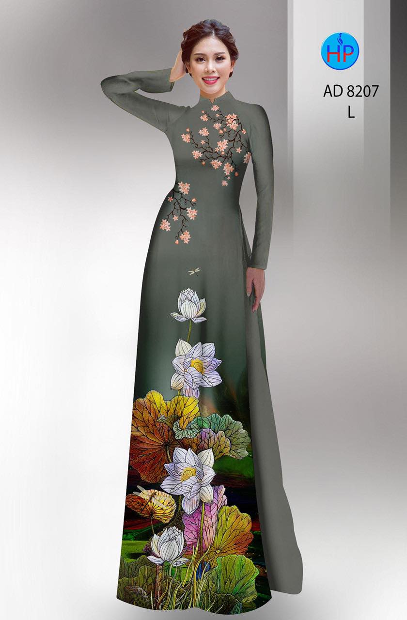 Vải áo dài in 3d hoa sen