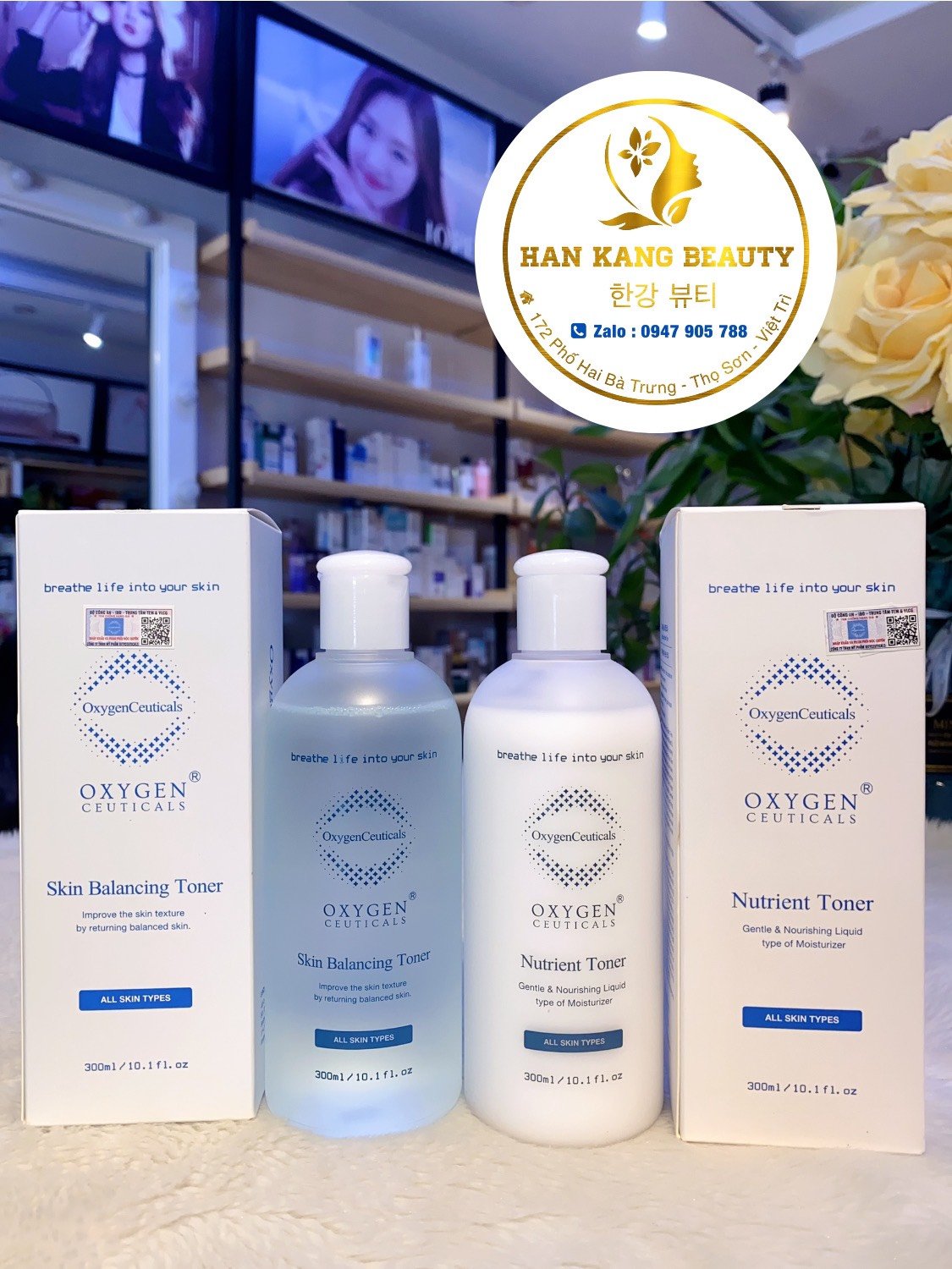 Nước hoa hồng cân bằng PH, cấp ẩm sáng mịn Oxygen Ceuticals Toner 300ml