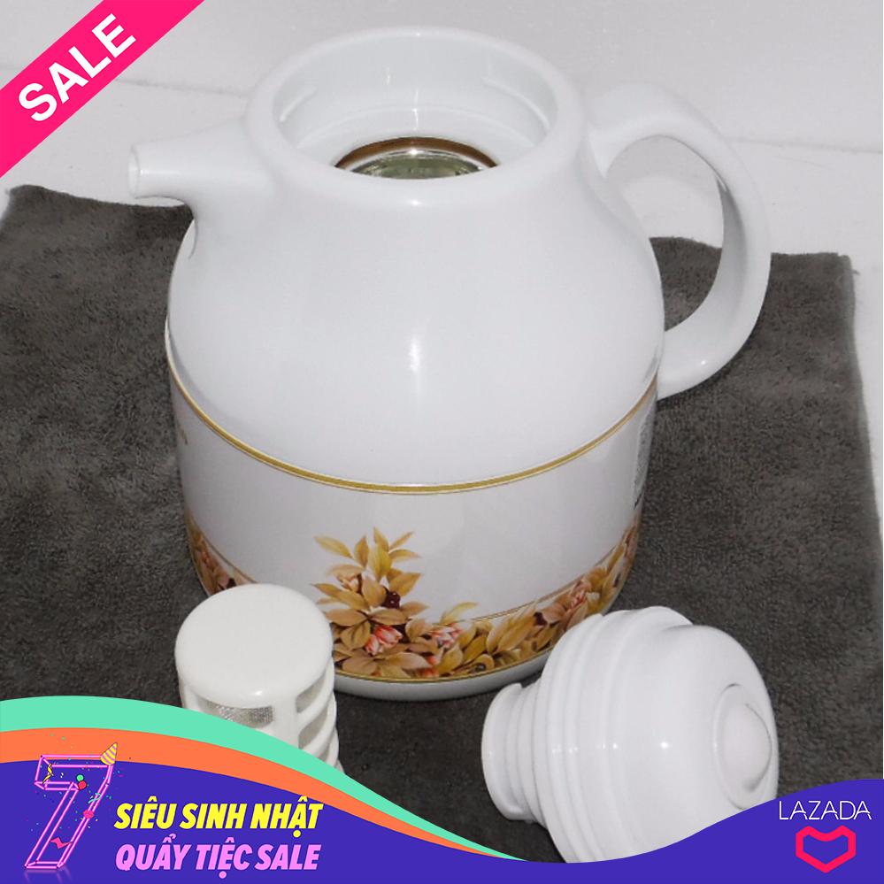 [NTT] Bình trà giữ nhiệt Thái Lan NIKKO MSAP-16A 1L ( Trắng nhiều bông)