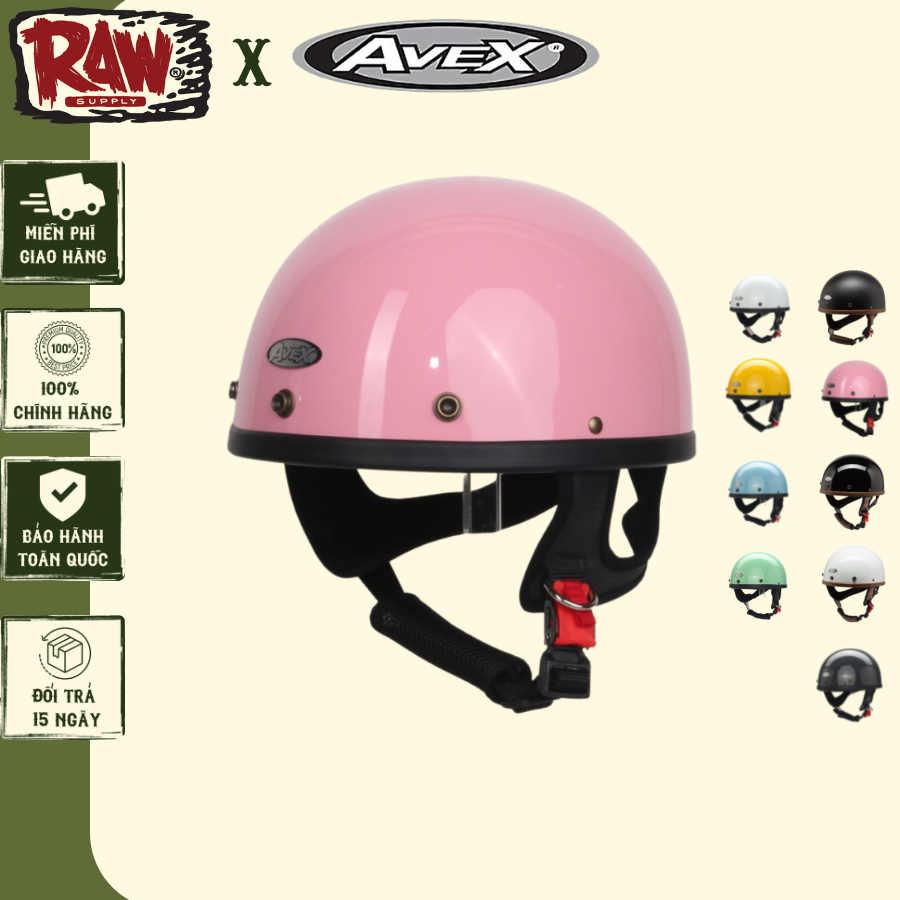 Mũ bảo hiểm 1 2 Avex Biltro Cozi màu cơ bản dành cho người đi xe máy Arrow