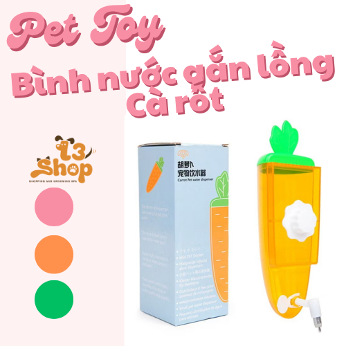 bình nước Carrot ( cà rốt)  500ml dành cho thỏ, bọ, sóc,hamster - T3 PETS SHOP