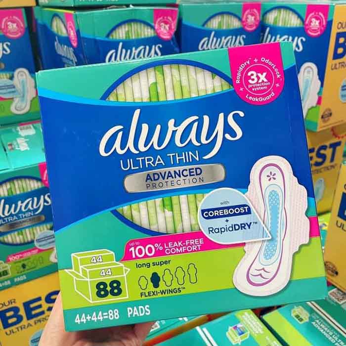 Băng vệ sinh Always Ultra Thin thùng 44 miếng của Mỹ