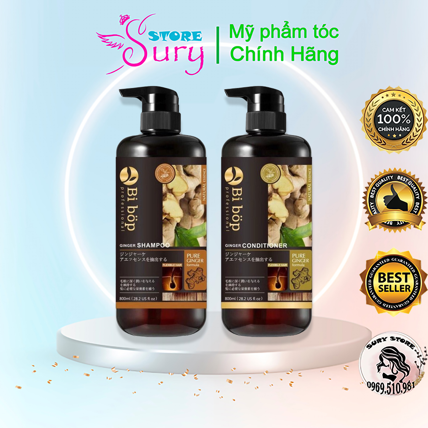 CẶP DẦU GỘI XẢ GỪNG BIBOP Collagen 800ML X2