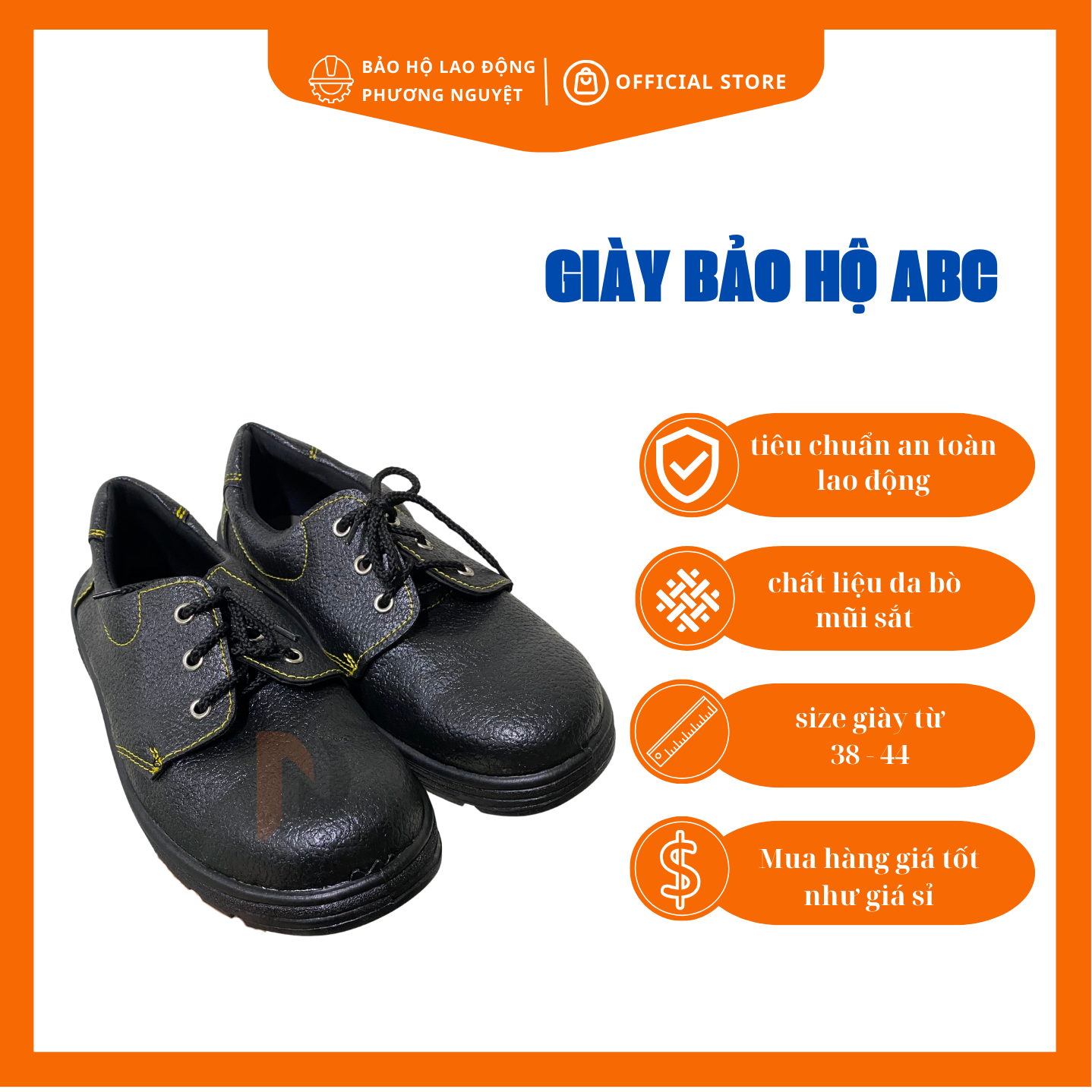 GIÀY ABC BẢO HỘ LAO ĐỘNG NAM NỮ, CHỐNG ĐINH, CHỐNG DẦU MỠ, TRƠN TRƯỢT, GIẦY CÔNG NHÂN XÂY DỰNG