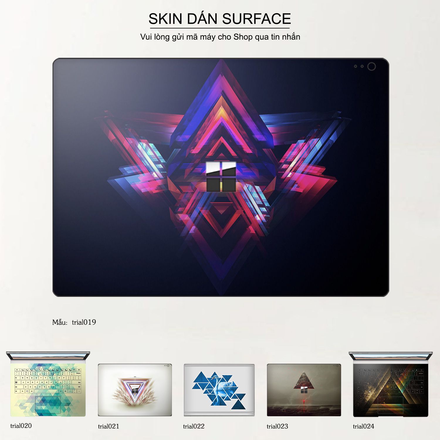 Decal Skin dán Surface Pro / Laptop / Go / Book mẫu Đa giác (inbox mã máy cho shop)