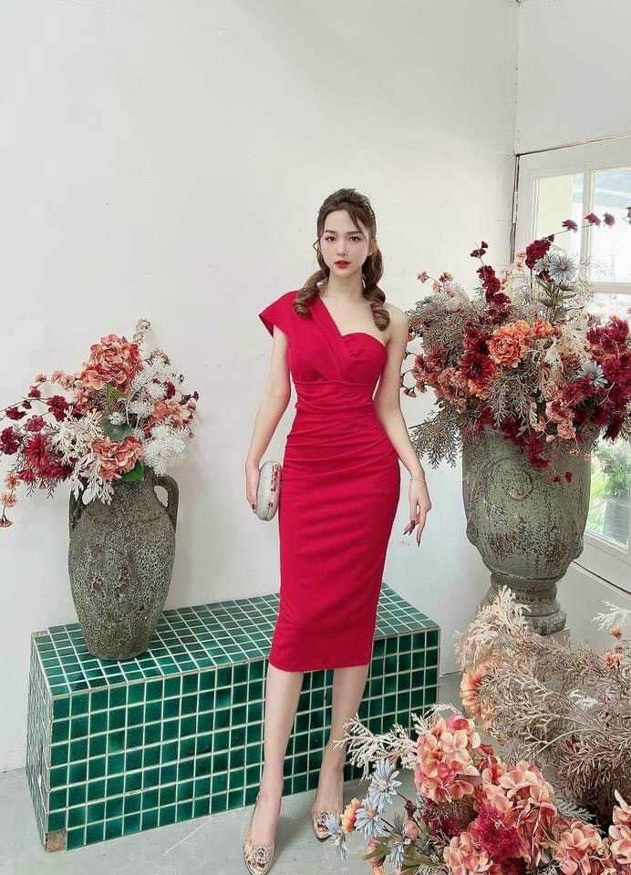 [HOÀN TIỀN MAX + FREESHIP MAX 15%] Đầm Body Lệch Vai Form Chuẩn, Sang Chảnh
