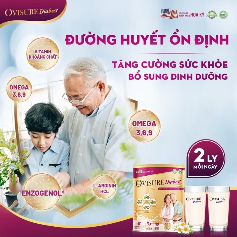Sữa Hạt Tiểu Đường Ovisure Diabest 650g ( CAM KẾT HÀNG CHÍNH HÃNG )
