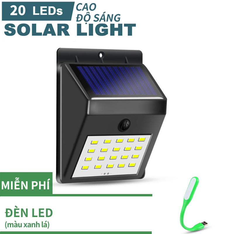 (Miễn phí Đèn led USB mini) Đèn năng lượng mặt trời Solar 20 LED siêu sáng