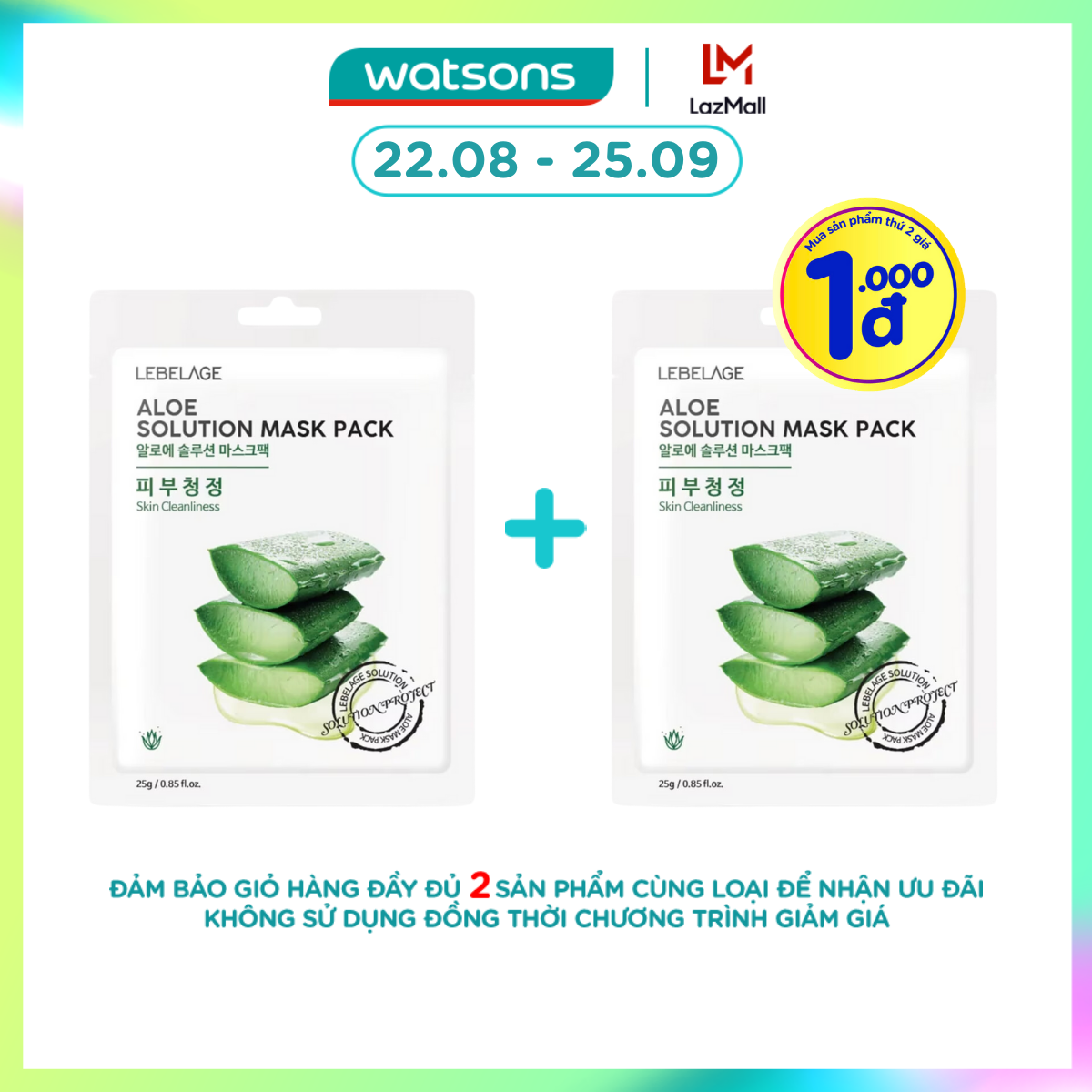 [1000đ SẢN PHẨM THỨ 2] Mặt Nạ Lebelage Aloe Solution Mask Pack Skin Cleanliness Chiết Xuất Nha Đam 25g