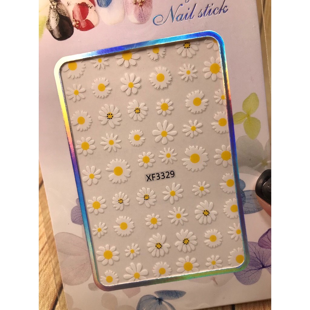 Hình dán móng tay - Sticker dán móng Hoa cúc trắng