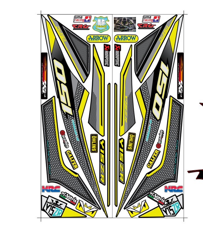 Tem rời exciter 150 Y15ZR tổ ong dán xe đen chất liệu Candy cao cấp