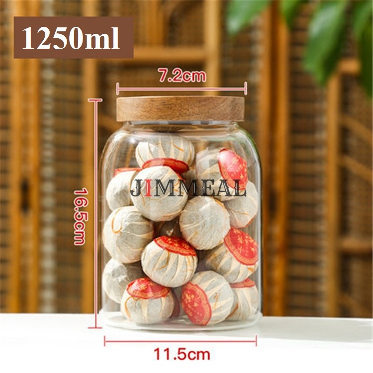 Lọ thủy tinh nắp gỗ vặn, bình thủy tinh nắp vặn size to dáng bầu ngâm hoa quả, đựng đồ khô 1250 1950 2750ml