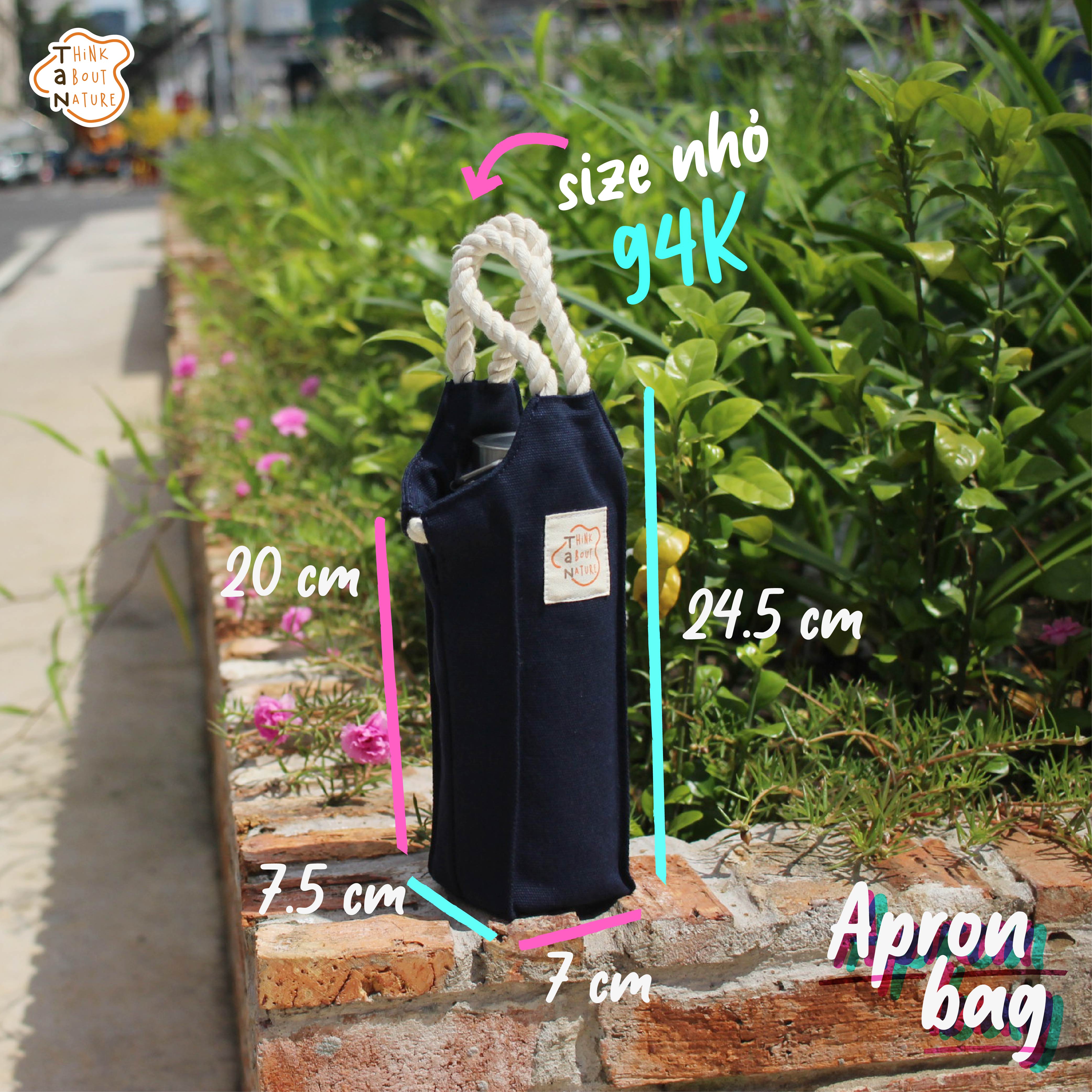 TÚI VẢI CANVAS APRON BAG ĐỰNG BÌNH NƯỚC TANcupholder