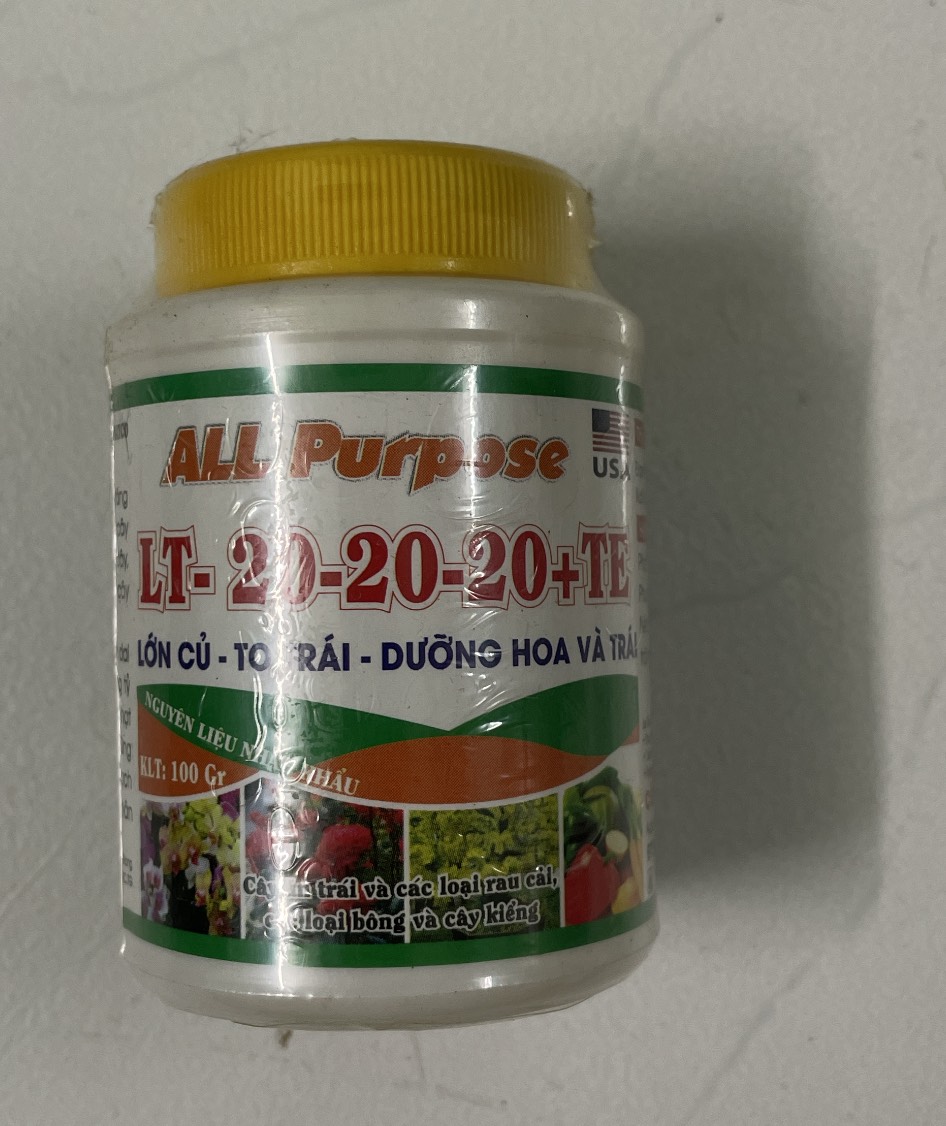 Phân bón lá npk 20-20-20+te giai đoạn dưỡng cây lọ 100 gram
