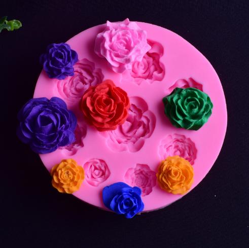 Khuôn rau câu silicon 3D 8 hoa hồng