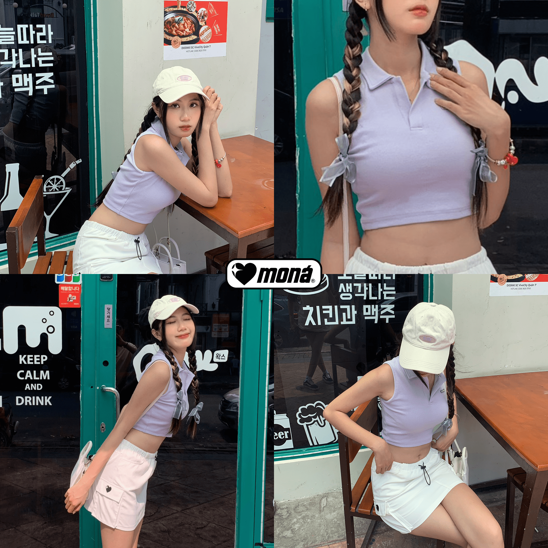 Áo croptop thun gân polo MONÁ - PERRY TÍM
