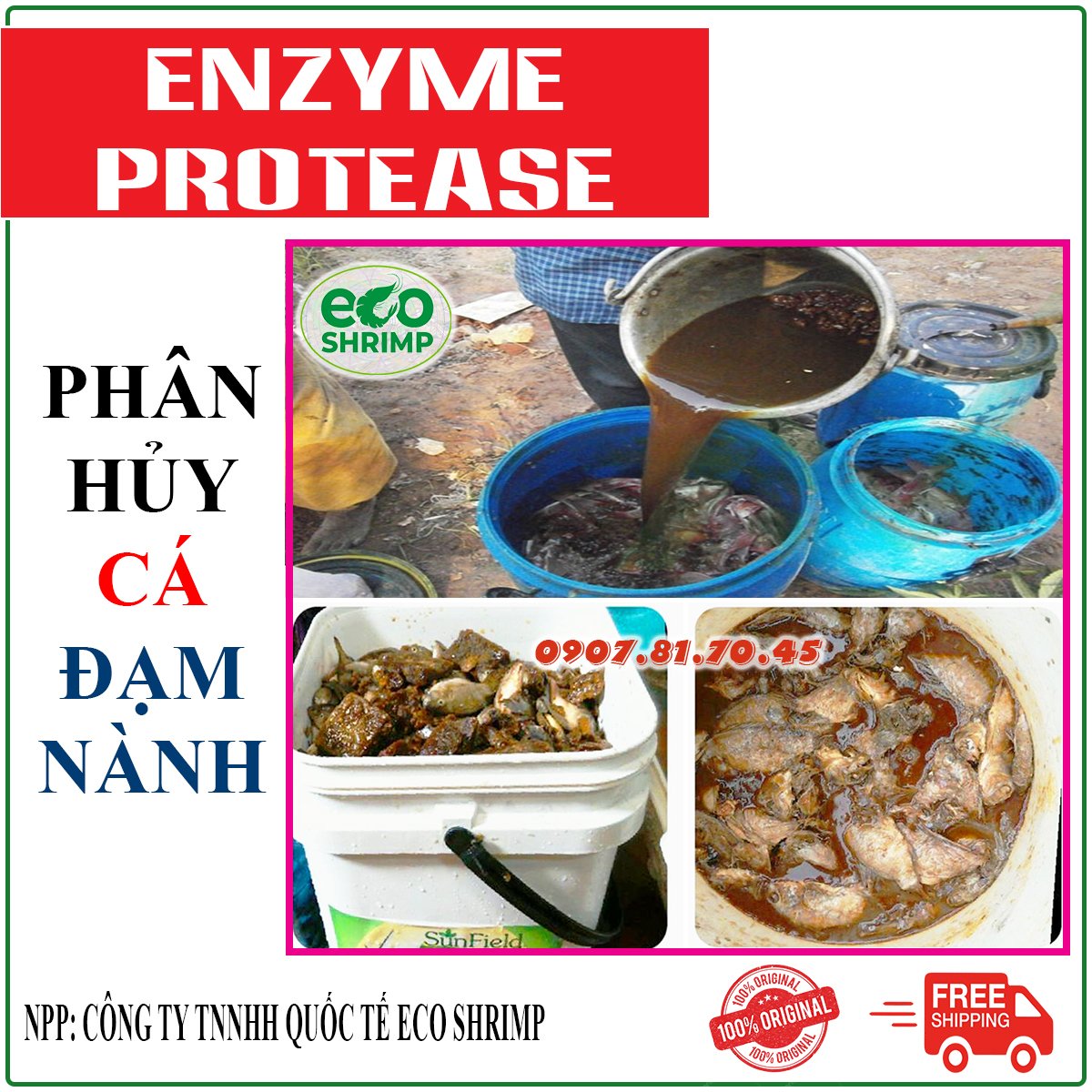 Enzyme Protease Ủ Phân Cá Sinh Học - Tiết Kiệm - Hạn Chế Mùi Hôi