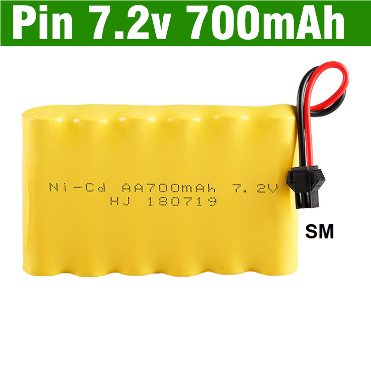 Pin sạc Ni-Cd 7.2v 700mah cổng nối SM dùng cho xe mô hình điều khiển từ xa xe đồ chơi trẻ em