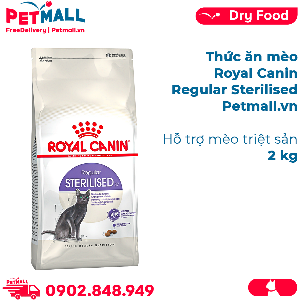 Thức ăn mèo Royal Canin Regular Sterilised 2kg - Cho mèo triệt sản Petmall