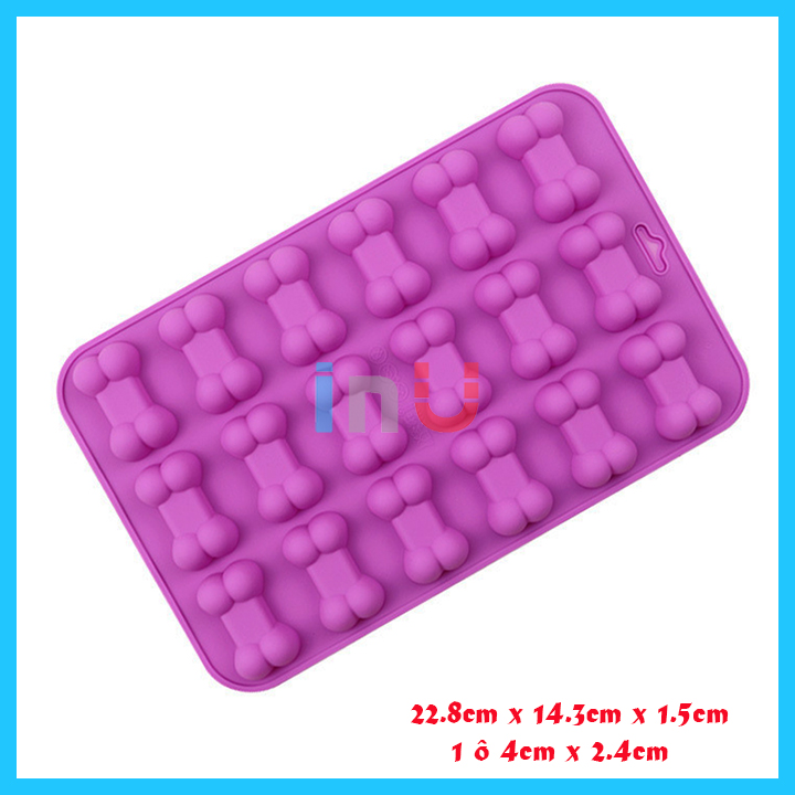 [HCM]Khuôn silicon khúc xương chó gặm 18 cái đổ socola rau câu kẹo dẻo làm bánh quy mini