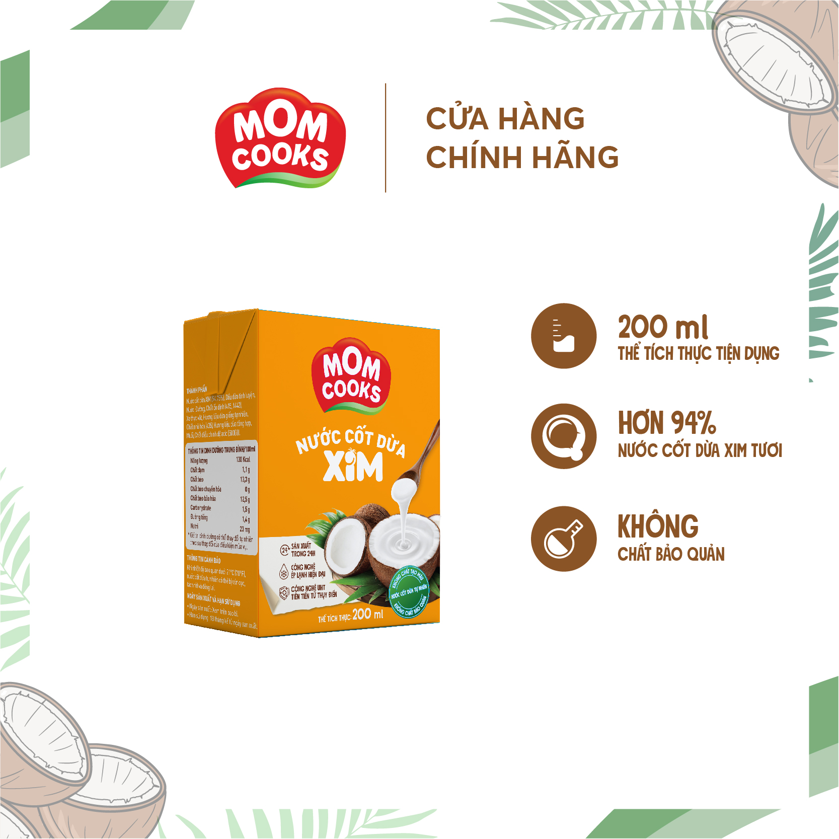 Nước Cốt Dừa Mom Cooks 200ml/Hộp