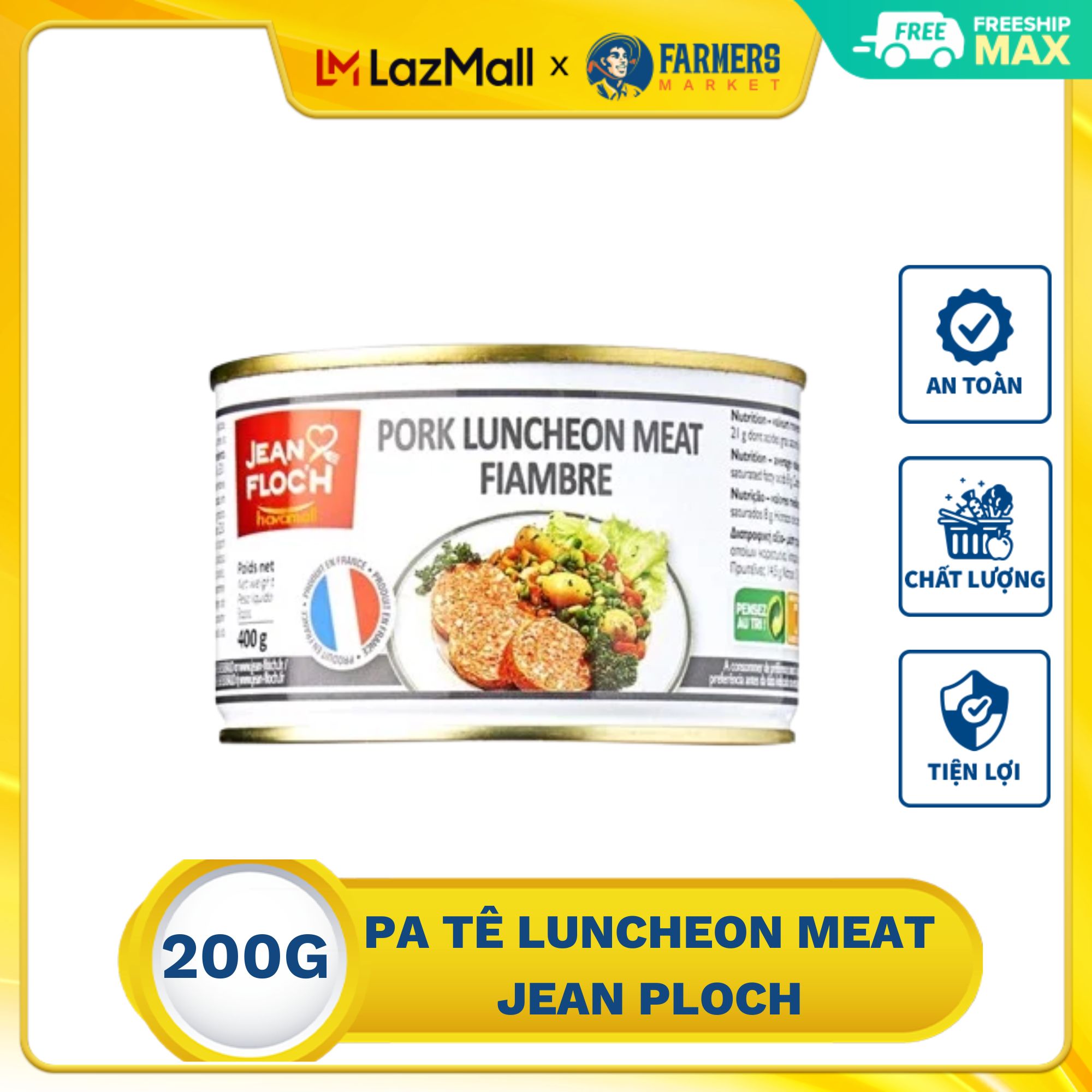Pa tê luncheon meat Jean Ploch 200g - pate thịt heo, xuất xứ Pháp