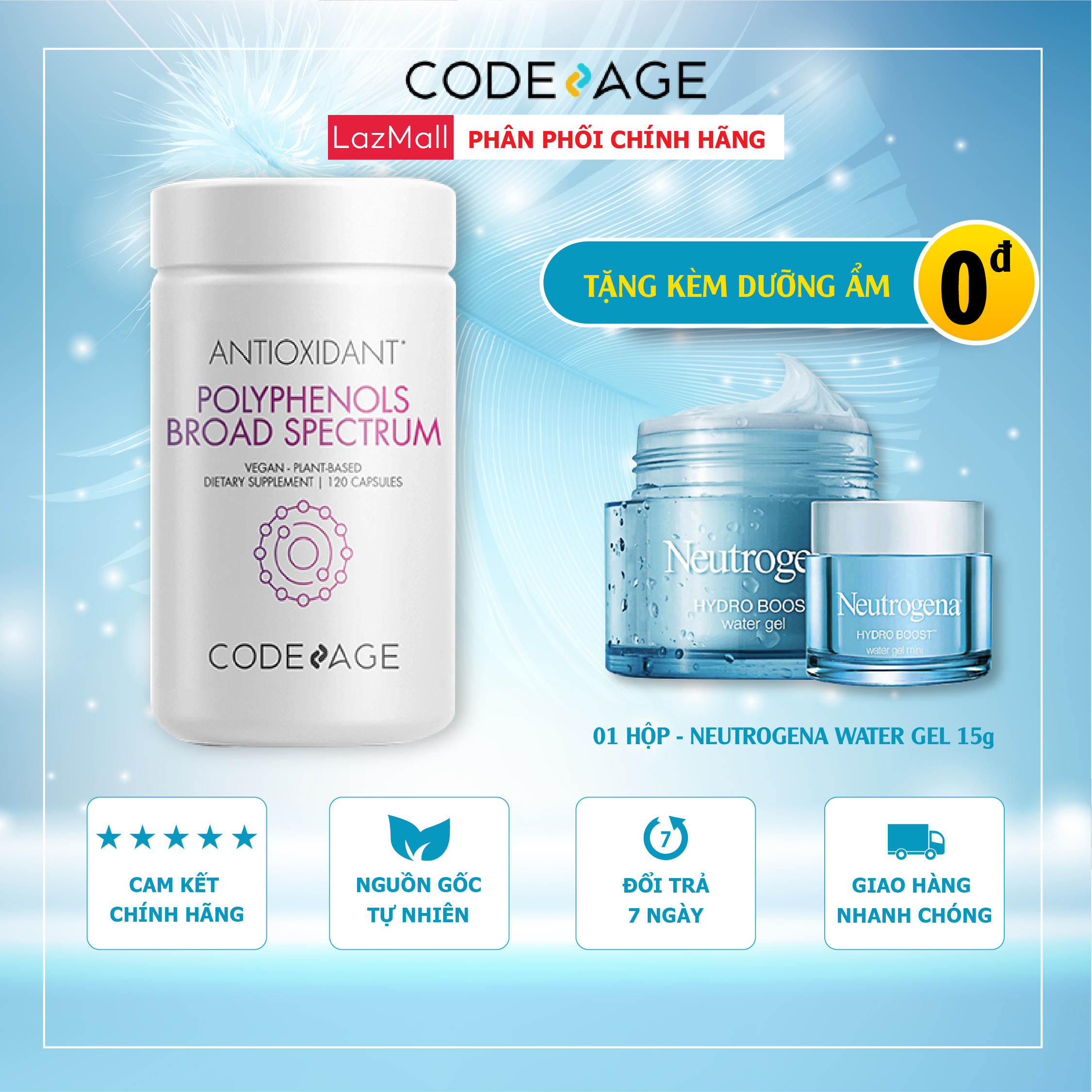 Viên Chống Nắng Sáng Da CodeAge Polyphenols Broad Spectrum 120 viên