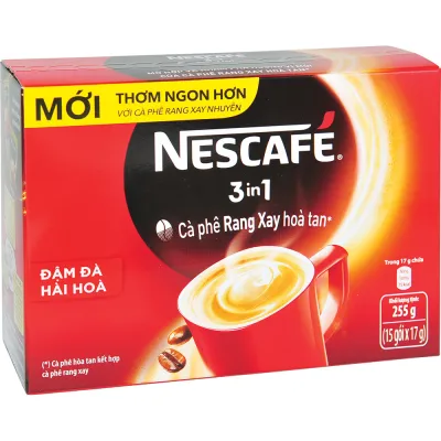 Cà phê Nescafe 3in1 đậm đà hài hòa hộp 15 gói x 17g