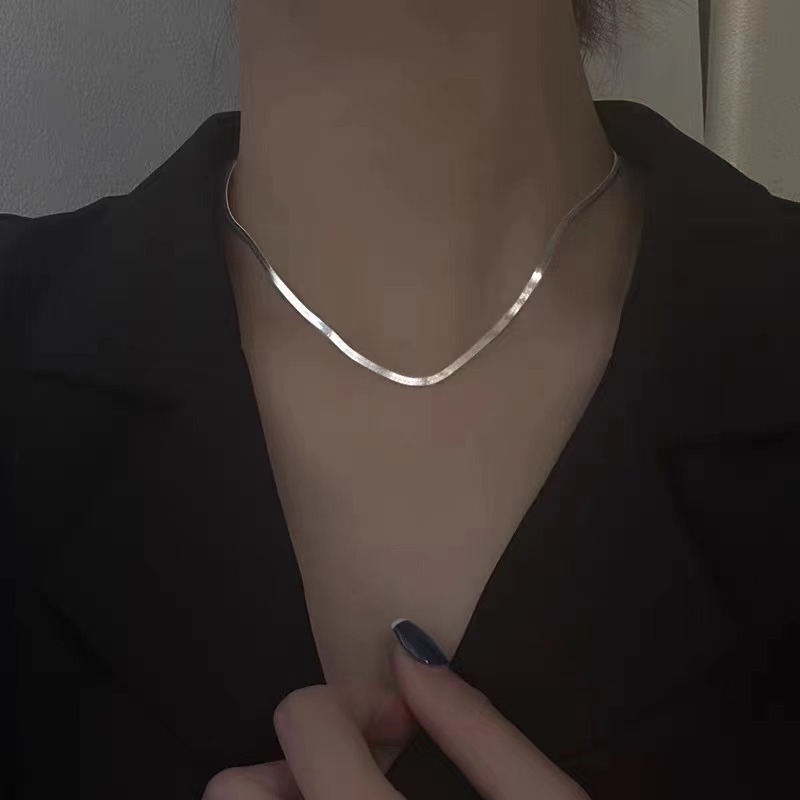 Dây Chuyền Bạc Trơn Bản To Unisex, Vòng Cổ Cho Cả Nam Nữ Đeo Được - DB2632 - Bảo Ngọc Jewelry
