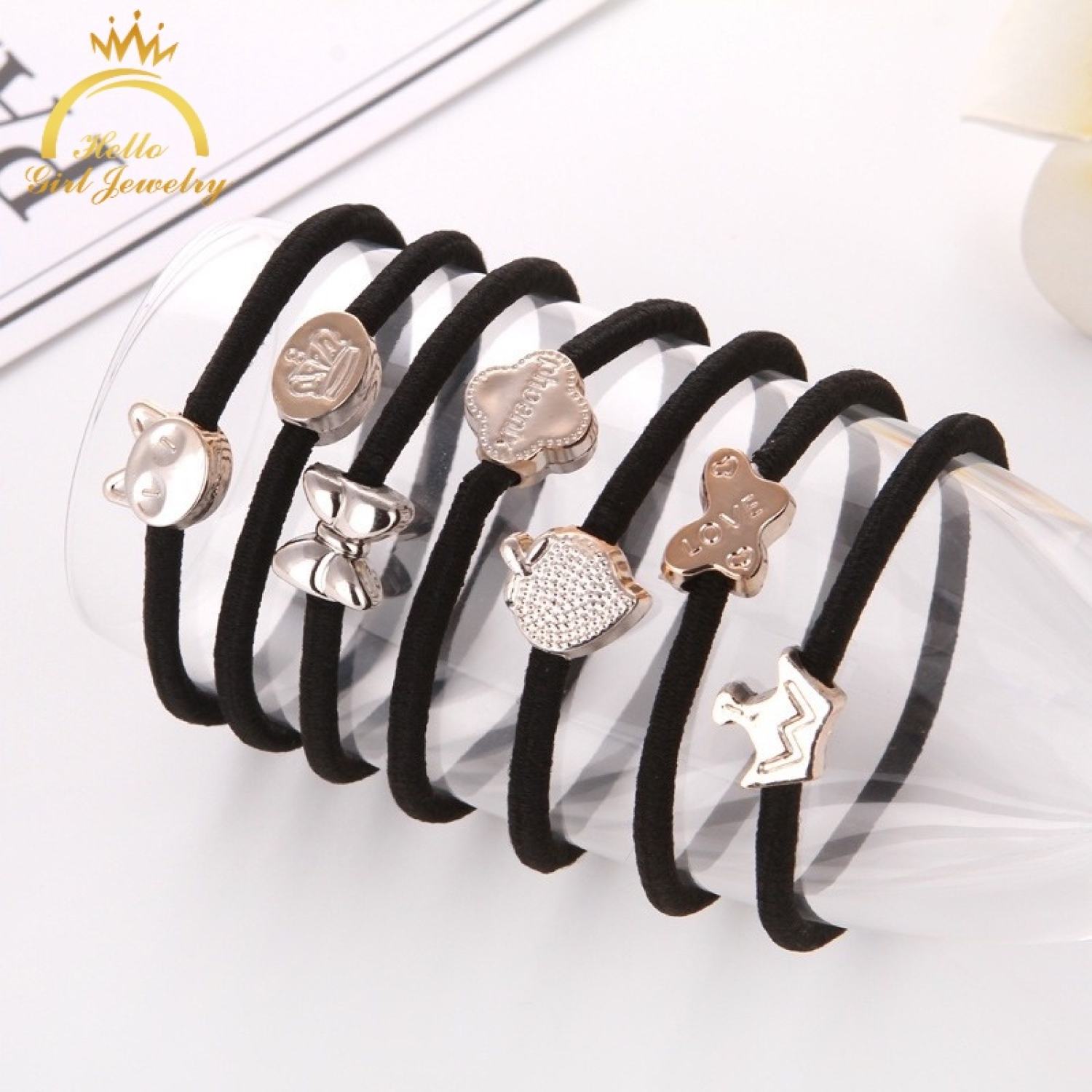 Dây Cột Tóc Cao Su Đính Hạt Vàng Cho Nữ
