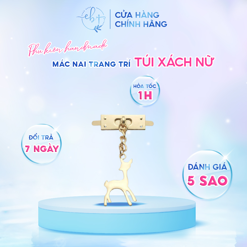 Mác túi hình con nai xinh xắn, phụ kiện charm dùng để gắn trang trí túi handmade diy - eb64