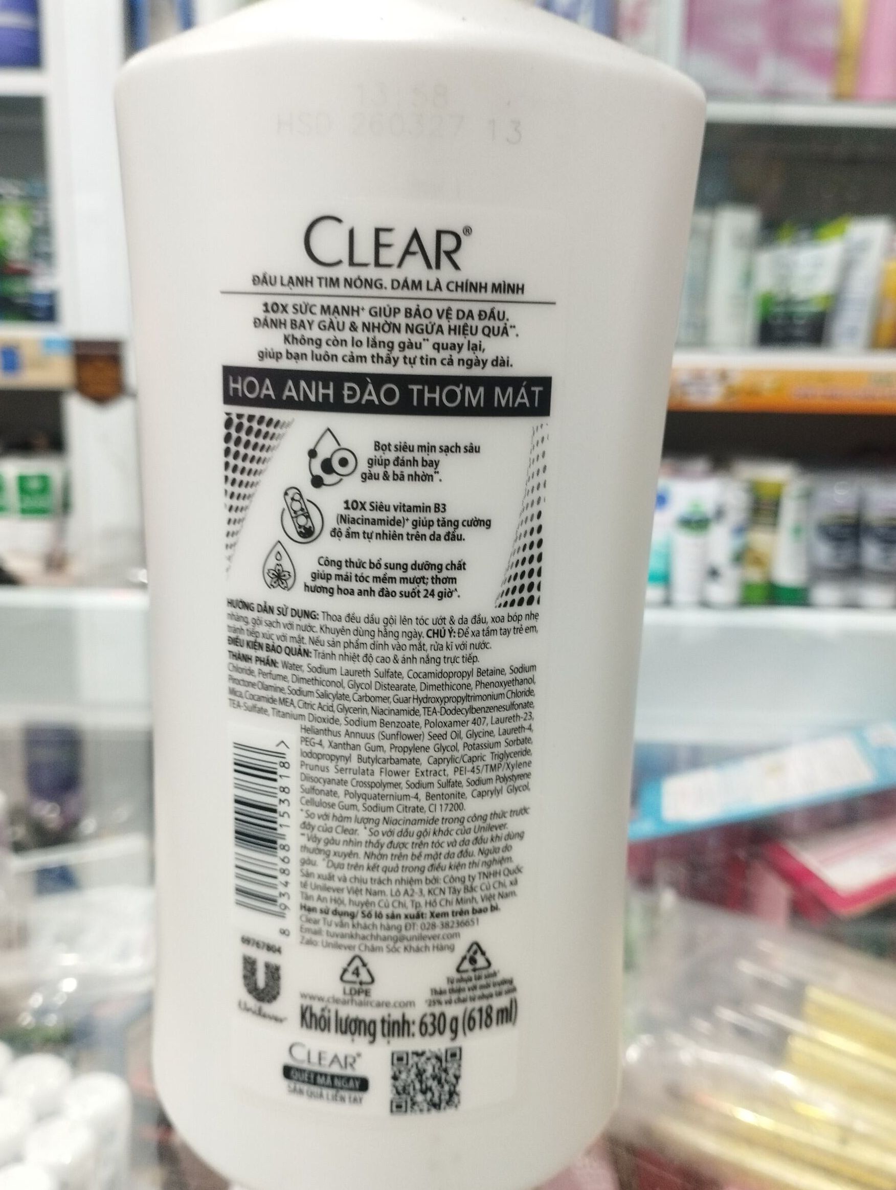 Dầu gội Clear hoa anh đào chai 630gr