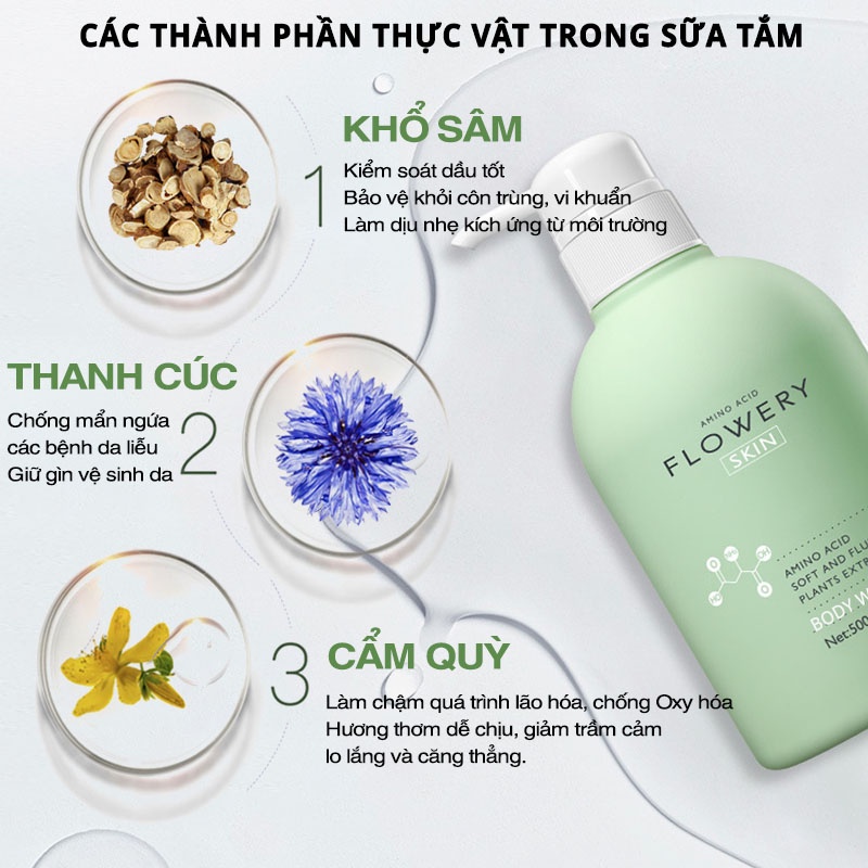 Sữa tắm nước hoa muối biển Flowery 500ml