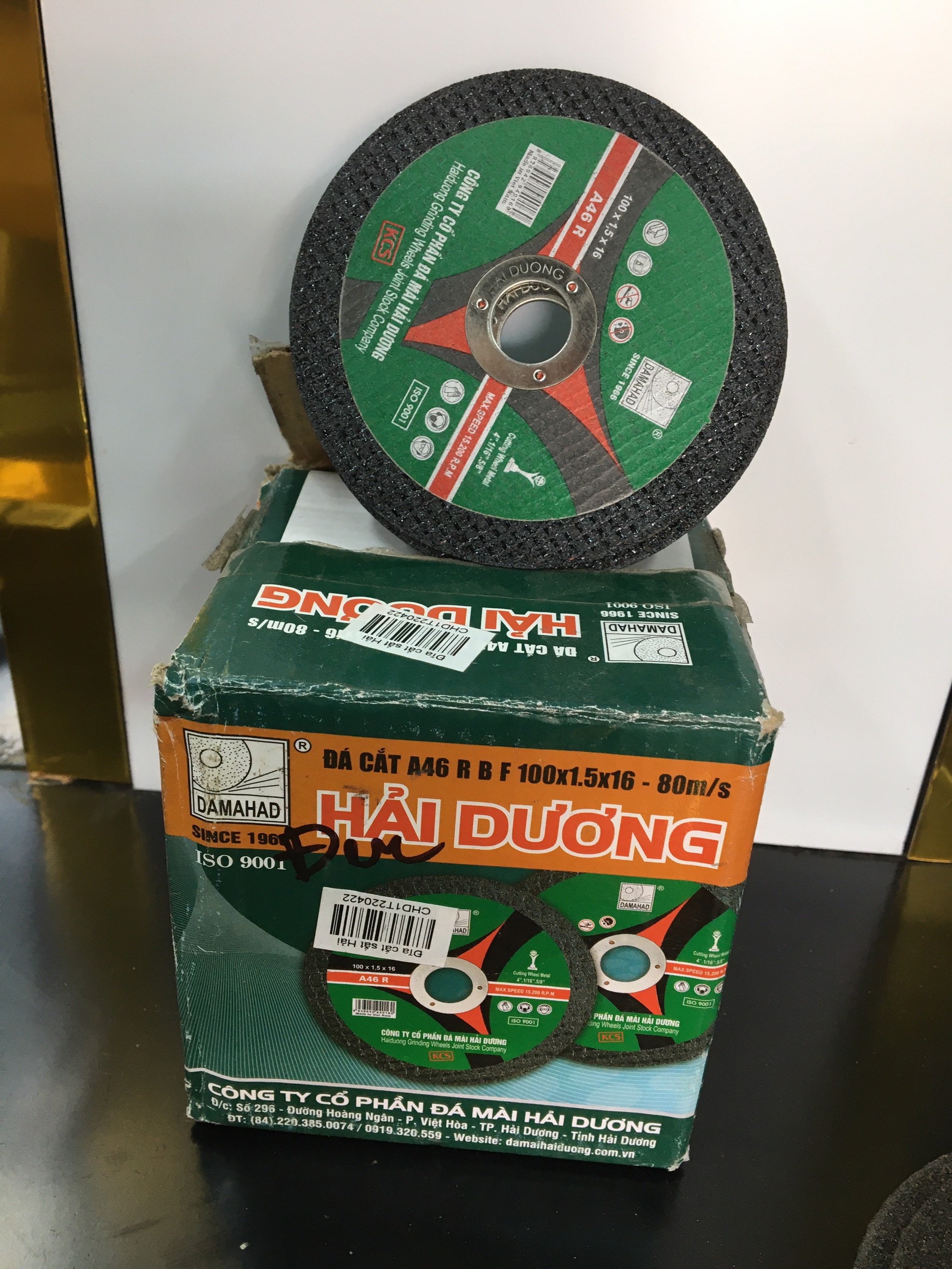 Đĩa cắt sắt Hải Dương 1T / 1T2 / 1T5 / 1T8 / 3T / 3T5 màu đen, lưỡi đá cắt sắt